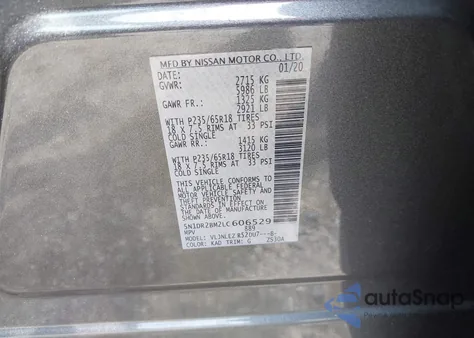 2020 Nissan Pathfinder Sv 4Wd from USA, damaged, VIN 5N1DR2BM2LC606529